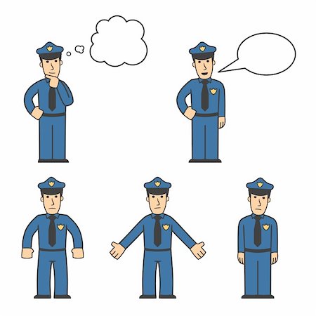 police cartoon characters - set of policeman in different poses on white background Stock Photo - Budget Royalty-Free & Subscription, Code: 400-04295472