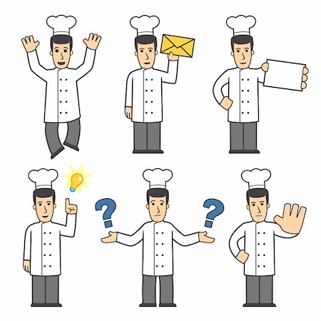 simsearch:400-06078465,k - set of chef in different poses on white background Stock Photo - Budget Royalty-Free & Subscription, Code: 400-04295494