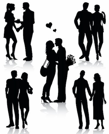 Couple silhouettes isolated on white background Photographie de stock - Aubaine LD & Abonnement, Code: 400-04295532