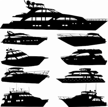 motor yacht collection - vector Stock Photo - Budget Royalty-Free & Subscription, Code: 400-04295652