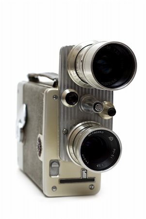 simsearch:400-05179794,k - Old movie camera 16 mm with two lenses on white background Stock Photo - Budget Royalty-Free & Subscription, Code: 400-04295744