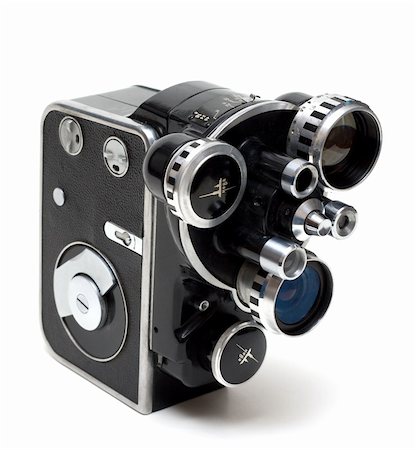 simsearch:400-05179794,k - Old movie camera 16 mm with three lenses on white background Stock Photo - Budget Royalty-Free & Subscription, Code: 400-04295742