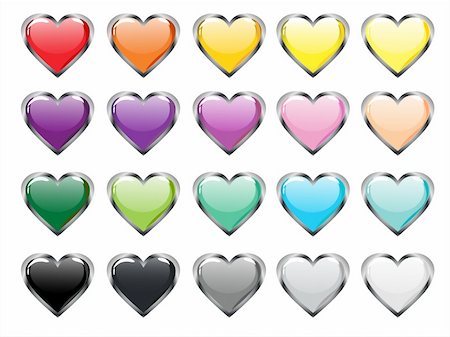 simsearch:400-04745515,k - vector eps 10  illustration of colorful glass heart button Foto de stock - Super Valor sin royalties y Suscripción, Código: 400-04295792