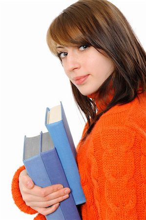 simsearch:400-04829236,k - Young girl with long hair and book on a white background Stock Photo - Budget Royalty-Free & Subscription, Code: 400-04296137