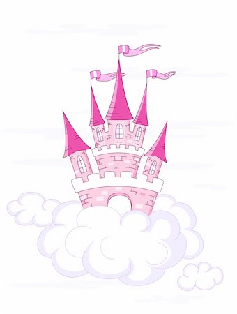 Vector fantasy castle on white clouds Stock Photo - Budget Royalty-Free & Subscription, Code: 400-04296148