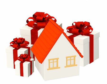 simsearch:400-04285690,k - Conceptual image - the house and gifts Stock Photo - Budget Royalty-Free & Subscription, Code: 400-04296156