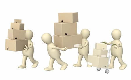 simsearch:400-04557469,k - Four puppets with boxes. Isolated over white Stock Photo - Budget Royalty-Free & Subscription, Code: 400-04296160