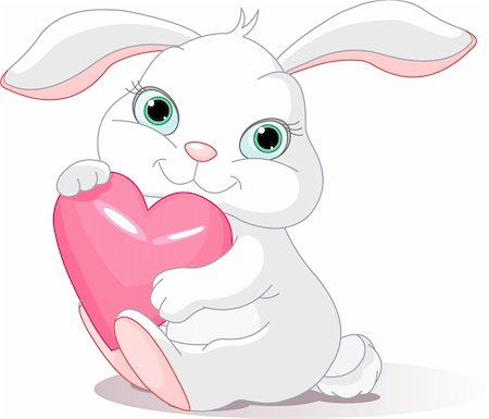Small lovely rabbit holds love heart Stock Photo - Budget Royalty-Free & Subscription, Code: 400-04296277