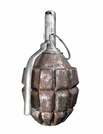 Old Hand Grenade on white background Fotografie stock - Microstock e Abbonamento, Codice: 400-04296330