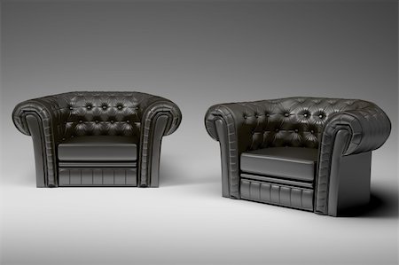 black leather armchair isolated over the white 3d Stock Photo - Budget Royalty-Free & Subscription, Code: 400-04296444