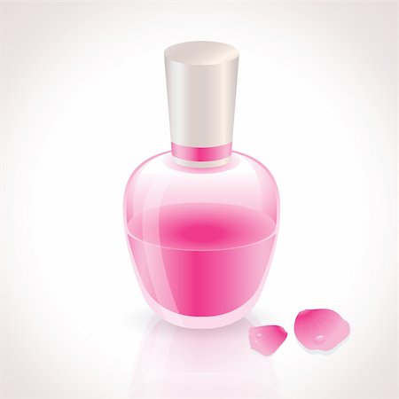 simsearch:633-01274875,k - Pink Perfume Bottle with rose petals. Vector illustration, EPS 10 Stock Photo - Budget Royalty-Free & Subscription, Code: 400-04296542