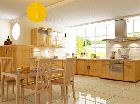 rendering of the kitchen interior in Stock Photo - Budget Royalty-Free & Subscription, Code: 400-04296565