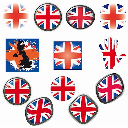 British Flag symbols icons Buttons vector illustration UK Stock Photo - Budget Royalty-Free & Subscription, Code: 400-04296801