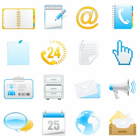 schedario alfabetico - office and communication icons isolated on white background Fotografie stock - Microstock e Abbonamento, Codice: 400-04296968