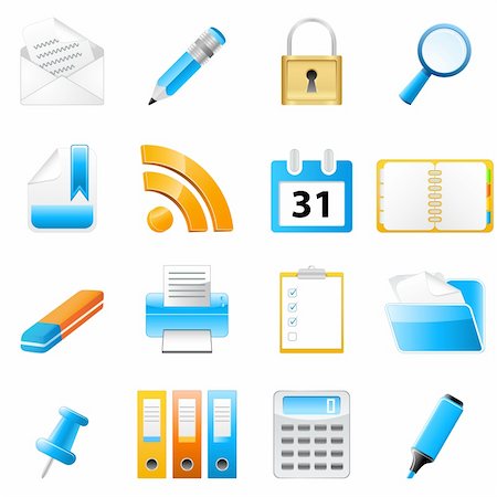 schedario alfabetico - office icons isolated on white background Fotografie stock - Microstock e Abbonamento, Codice: 400-04296970