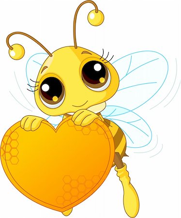Cute bee holding a sweet  heart with place for copy/text Stock Photo - Budget Royalty-Free & Subscription, Code: 400-04297166