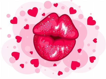 smile red lips cartoon - Love kiss design for Valentine?s Day Stock Photo - Budget Royalty-Free & Subscription, Code: 400-04297168