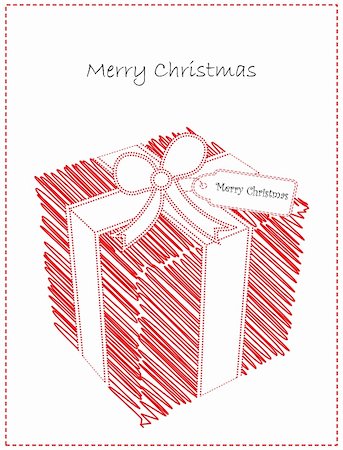 postcard shop - Christmas Card with Cute Doodled Gift Stock Photo - Budget Royalty-Free & Subscription, Code: 400-04297201