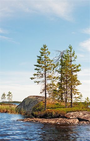 simsearch:400-04804407,k - Group of pines growing on rocky island of northern lake Stock Photo - Budget Royalty-Free & Subscription, Code: 400-04297269