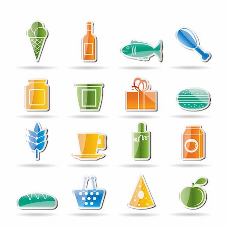 Shop and Foods Icons - Vector Icon Set Stock Photo - Budget Royalty-Free & Subscription, Code: 400-04297547