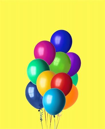 simsearch:400-09092400,k - bunch of happy flying balls isolated on yellow background Stock Photo - Budget Royalty-Free & Subscription, Code: 400-04297615