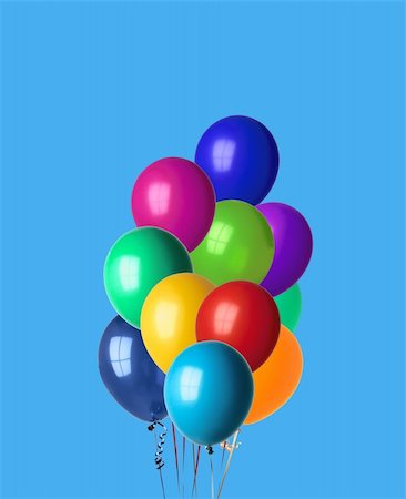 simsearch:400-05897093,k - bunch of happy flying balls isolated on blue background Stock Photo - Budget Royalty-Free & Subscription, Code: 400-04297613