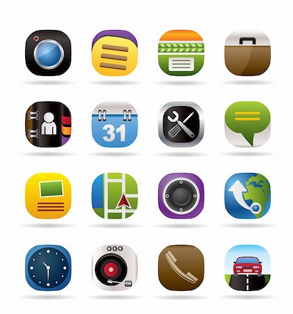 reloj digital - Mobile phone and computer icons - vector icon set Foto de stock - Super Valor sin royalties y Suscripción, Código: 400-04297638