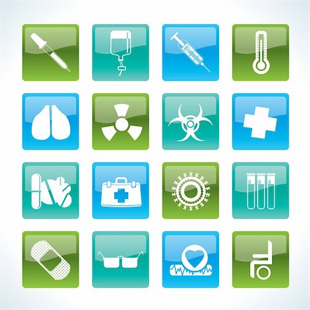 simsearch:400-04314352,k - collection of medical themed icons and warning-signs - Vector Icon Set Stock Photo - Budget Royalty-Free & Subscription, Code: 400-04297656