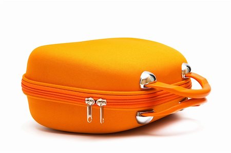 simsearch:400-07046956,k - orange large suitcase on a white background Stock Photo - Budget Royalty-Free & Subscription, Code: 400-04297722