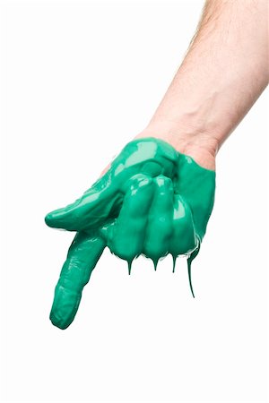 Green painted hand isolated on white background Stock Photo - Budget Royalty-Free & Subscription, Code: 400-04297777