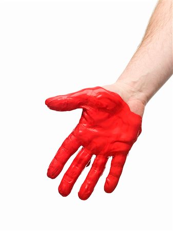 Red painted hand isolated on white background Stock Photo - Budget Royalty-Free & Subscription, Code: 400-04297771