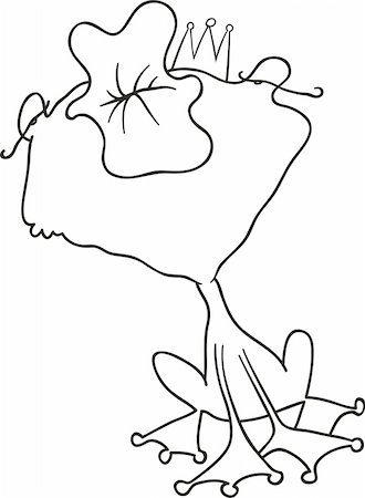 cartoon illustration of funny prince frog kiss for coloring book Stock Photo - Budget Royalty-Free & Subscription, Code: 400-04297915