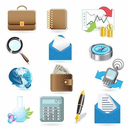 Illustration, thirteen computer icons on white background Stock Photo - Budget Royalty-Free & Subscription, Code: 400-04298205