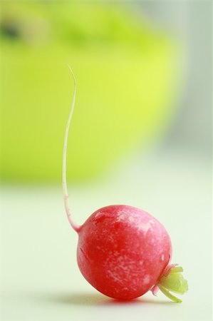 simsearch:400-05919877,k - One red radish against dish with healthy salad Stock Photo - Budget Royalty-Free & Subscription, Code: 400-04298337