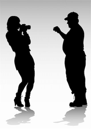 paparazzi silhouettes - Vector image of people with cameras for a walk Stock Photo - Budget Royalty-Free & Subscription, Code: 400-04298475