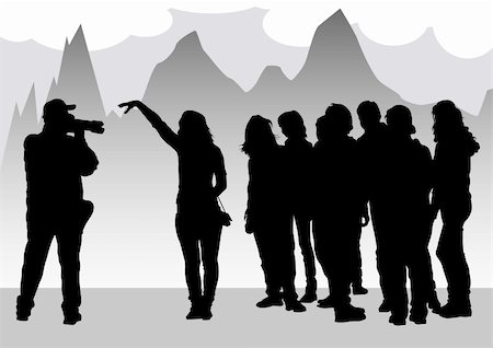 paparazzi silhouettes - Vector image of young photographers with equipment at work Stock Photo - Budget Royalty-Free & Subscription, Code: 400-04298476