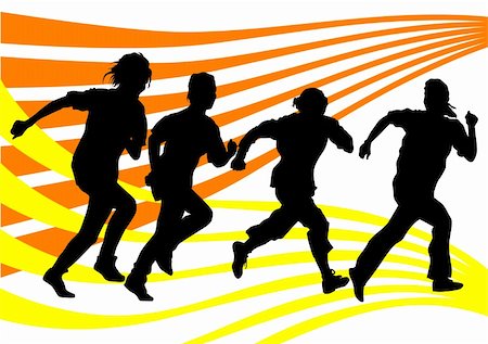 simsearch:400-05225597,k - Vector drawing running athletes. Silhouettes of people background Fotografie stock - Microstock e Abbonamento, Codice: 400-04298473