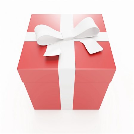 Red gift box isolated on white Stock Photo - Budget Royalty-Free & Subscription, Code: 400-04298529