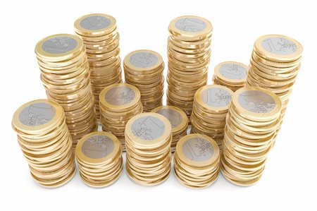 simsearch:400-07262818,k - Piles of one Euro coins Foto de stock - Royalty-Free Super Valor e Assinatura, Número: 400-04298562