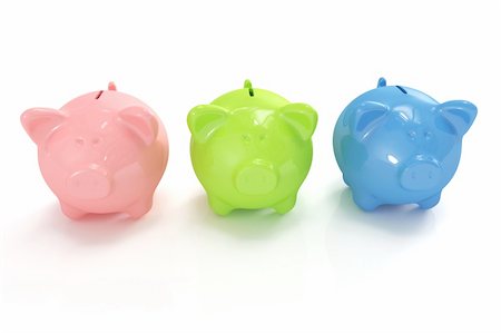 simsearch:400-07088405,k - Three cute colorful piggy banks Foto de stock - Super Valor sin royalties y Suscripción, Código: 400-04298578