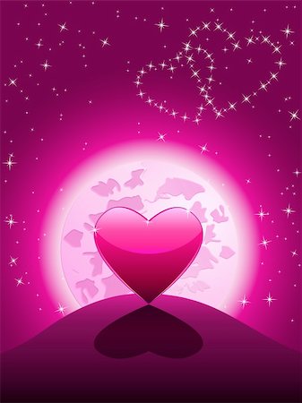 romance and stars in the sky - Lonely heart in the moonlight Stock Photo - Budget Royalty-Free & Subscription, Code: 400-04298624