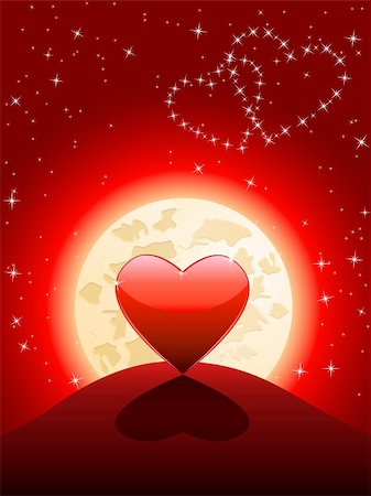 romance and stars in the sky - Lonely heart in the moonlight Stock Photo - Budget Royalty-Free & Subscription, Code: 400-04298625