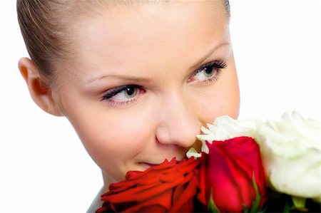 Young women With Rose  isolated on white Fotografie stock - Microstock e Abbonamento, Codice: 400-04298637