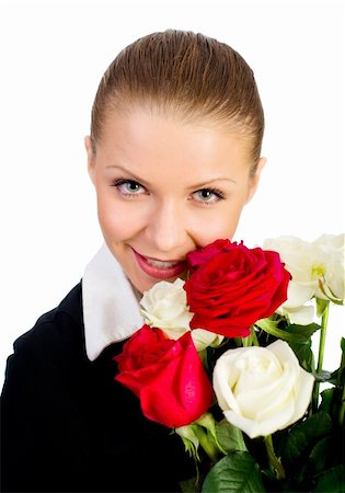 Young women With Rose  isolated on white Fotografie stock - Microstock e Abbonamento, Codice: 400-04298638