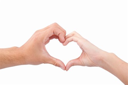 Love and heart concept. hands of man and woman forming a heart isolated on white background Stock Photo - Budget Royalty-Free & Subscription, Code: 400-04298814