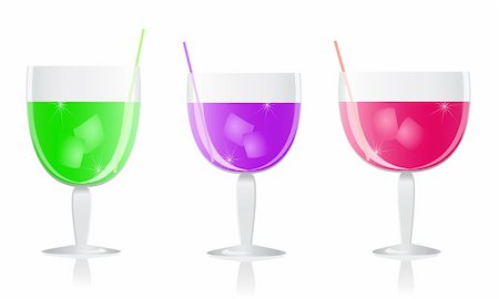 simsearch:400-08530618,k - purple green pink cocktail set isolated on white background. EPS8 Foto de stock - Royalty-Free Super Valor e Assinatura, Número: 400-04298937