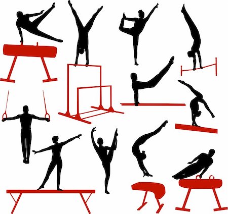 parallel - gymnastics silhouettes - vector Stock Photo - Budget Royalty-Free & Subscription, Code: 400-04298942