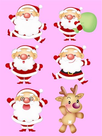 cartoon design elements, Santa-claus, Rudolph Foto de stock - Super Valor sin royalties y Suscripción, Código: 400-04299097
