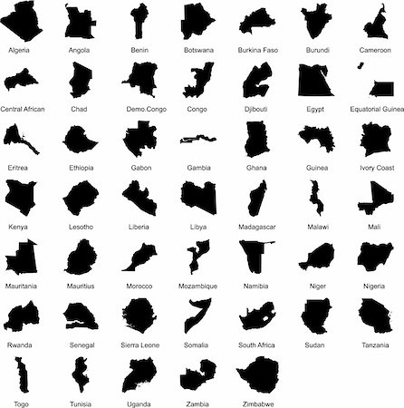 simsearch:872-06053042,k - vector maps of 47 African countries. Stock Photo - Budget Royalty-Free & Subscription, Code: 400-04299400