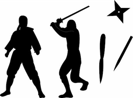 simsearch:400-07417999,k - ninja with equipments silhouette - vector Stock Photo - Budget Royalty-Free & Subscription, Code: 400-04299450